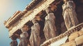Ancient Glory, Greek Temple with Intricate Statues and Columns. Generative Ai Royalty Free Stock Photo