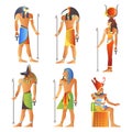 Egyptian gods and goddess, Pharaoh of Egypt, diety isolated icons