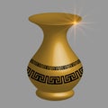 Ancient gold 3d greek Amphora vector illustration.