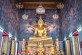 Ancient Golden Buddha in Church at Wat Ratchanadda Temple in Bangkok, Thailand.