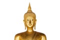 Ancient golden buddha statue isolated on white background with clipping path Royalty Free Stock Photo