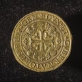 Ancient golden coin of republic of genoa italy