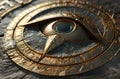 Ancient golden compass rose embedded in stone Royalty Free Stock Photo