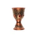 ancient golden goblet for wine isolated on white Royalty Free Stock Photo