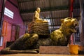 Ancient golden Luang Pu Yam monk and buddha statue for thai people and foreign traveler travel visit and respect praying blessing Royalty Free Stock Photo