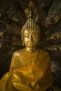 Ancient Golden Seated Buddha ,Buddha Sheltered by Naga Hood Royalty Free Stock Photo