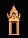 Ancient golden window with Thai pattern in temple Royalty Free Stock Photo