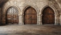 Ancient Gothic doorway, a symbol of spirituality and history generated by AI Royalty Free Stock Photo