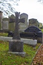 Ancient graves in the cemetery of Drumbo Parish Church in the County Down village of Drumbo in Northern Ireland Royalty Free Stock Photo