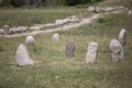 Ancient grave markers carved by Nestorian Christians near Burana Tower in Kyrgyzstan Royalty Free Stock Photo