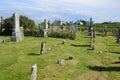 Ancient grave markers in cemetery Royalty Free Stock Photo