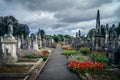 Ancient graves with Celtic crosses and sculptures in Glasnevin Cemetery, Ireland