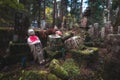 Ancient Gravestones with Jizo Statues in Okunoin Cemetery, Koyasan, Japan Royalty Free Stock Photo