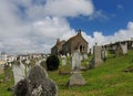 Ancient Gravestones And Old Chapel At Barnoon Cemetery St Ives Cornwall England Royalty Free Stock Photo