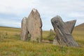 Ancient gravestones in the steppes of the Altai Royalty Free Stock Photo