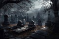 Ancient graveyard night. Generate Ai Royalty Free Stock Photo
