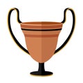 Ancient Greece clay kantharos wine cup. Antiquity drinking kantharos cup with patterns. Used in the Greek feast flat isolated on Royalty Free Stock Photo