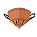 Ancient Greece clay Mastos wine cup. Antiquity drinking Mastos cup with patterns. Used in the Greek feast flat isolated on white Royalty Free Stock Photo