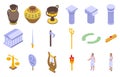 Ancient Greece icons set, isometric style