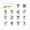 Ancient Greece - line design style icons set