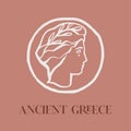 Ancient Greece logo, portrait of greek god