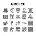 Ancient Greece Mythology History Icons Set Vector