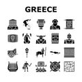 Ancient Greece Mythology History Icons Set Vector Royalty Free Stock Photo