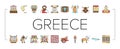 Ancient Greece Mythology History Icons Set Vector . Royalty Free Stock Photo