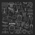 Ancient Greece Vector elements in doodle style Travel, history, music, food, wine Royalty Free Stock Photo