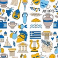 Ancient Greece Vector elements in doodle style Travel, history, music, food, wine Royalty Free Stock Photo