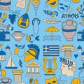 Ancient Greece Vector elements in doodle style Travel, history, music, food, wine Royalty Free Stock Photo