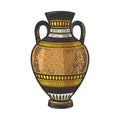 Ancient Greek Amphora color sketch vector