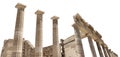 Ancient Greek antique temple facade stone ruins isolated