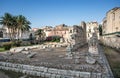 Ancient greek apollo temple ruins, tourist attraction in Siracusa, Sicily, Italy Royalty Free Stock Photo