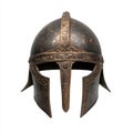 Ancient Greek bronze helmet with ornate patterns and weathered texture, AI Generative Royalty Free Stock Photo