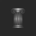 Ancient greek column architectural or legal linear logo, parallel lines creative original design mockup