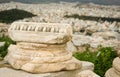 Ancient Greek column capital at Akropolis Royalty Free Stock Photo