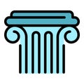 Ancient greek column icon color outline vector Royalty Free Stock Photo