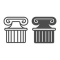 Ancient greek column line and solid icon, theater concept, part of antique greek pillar vector sign on white background Royalty Free Stock Photo