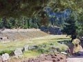 Ancient Greek Delphi Stadium, Sanctuary of Apollo, Greece Royalty Free Stock Photo