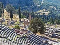 Ancient Greek Delphi Theatre and the Temple of Apollo, Greece Royalty Free Stock Photo