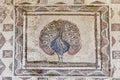 Ancient Greek floor mosaic in archaeologic park Kato Paphos, Cyprus. Royalty Free Stock Photo