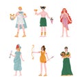 Ancient Greek God with Apollo, Dionysus, Aphrodite, Artemis and Demeter Vector Set Royalty Free Stock Photo