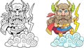 Ancient greek god Zeus, funny illustration, coloring book Royalty Free Stock Photo