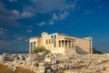 Ancient Greek History - statues of caryatids on the Parthenon on the hill of the Acropolis, Athens, Greece, Europe Royalty Free Stock Photo