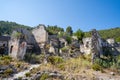 Ancient Greek house ruins in the ghost town of Kayakoy.