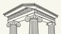 Ancient Greek Ionic column capital, classical elegance, vector design Generative AI Royalty Free Stock Photo