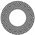 Ancient Greek key black frame pattern, round antique border from Greece