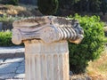 Ancient Greek Marble Ionic Column, Delphi, Greece Royalty Free Stock Photo