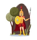 Ancient greek mythological god Ares vector cartoon illustration